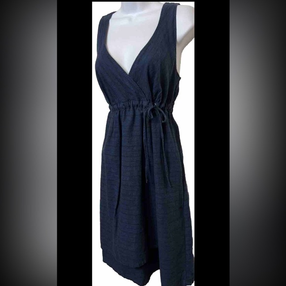 PATAGONIA Dress Island Hemp Crossover Mini Navy Blue Drawstring Sz 8 - Picture 5 of 8